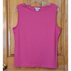 Brooks Brothers Tank Top Womens Large Pink 100% Cotton Classic Preppy Basic Norm
